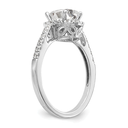 14K White Gold Halo Plus (Holds 1 Carat (7X5mm) Oval Center) 1/4 Diamond Semi Mount Engagement Ring