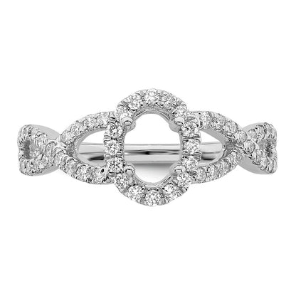 14K White Gold True Origin 1/2 Carat Lab Grown Diamond Vs/Si D E F Semi Mount Oval Halo Engagement Ring
