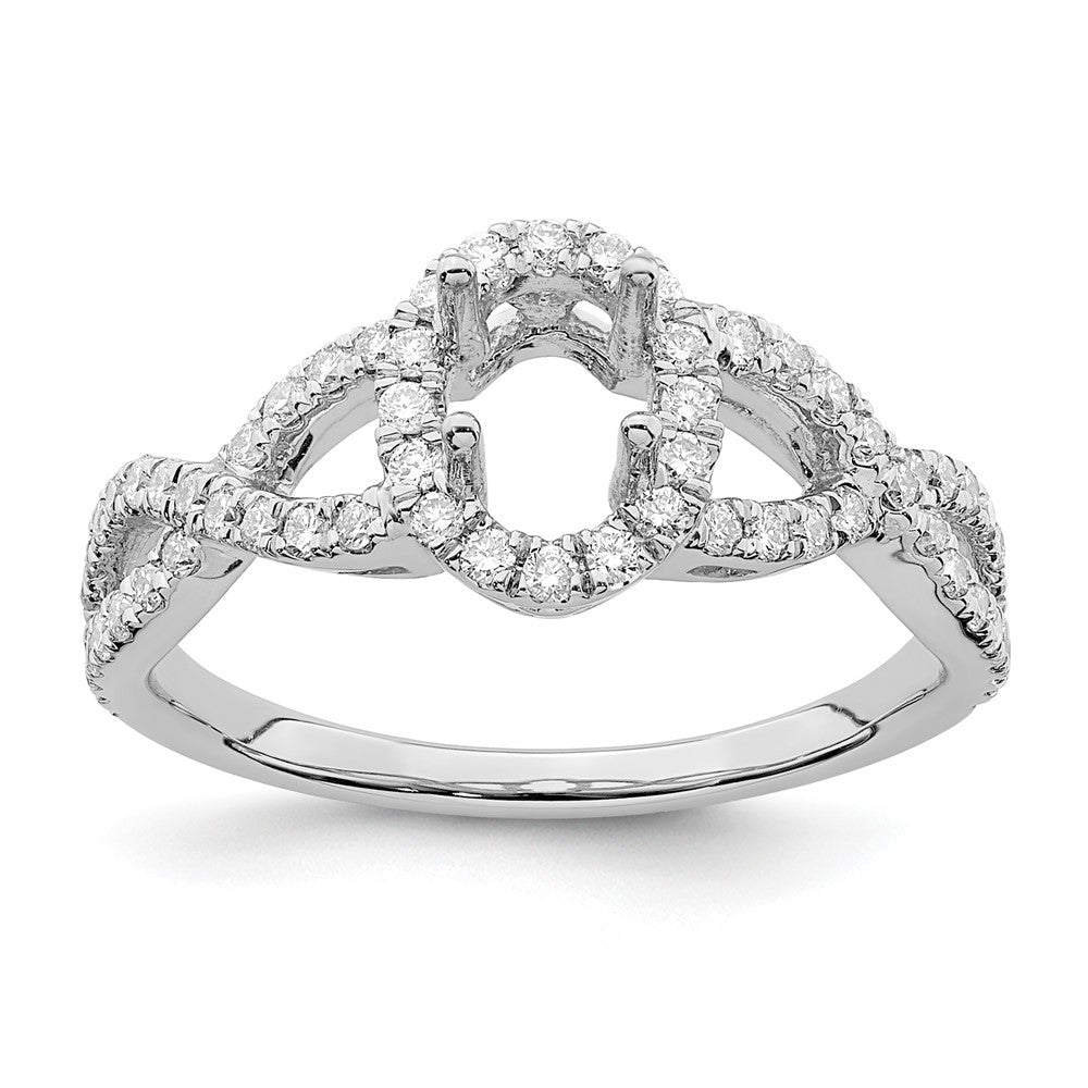 14K White Gold True Origin 1/2 Carat Lab Grown Diamond Vs/Si D E F Semi Mount Oval Halo Engagement Ring