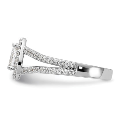 14K White Gold True Origin 5/8 Carat Lab Grown Diamond Vs/Si D E F Semi Mount Pear Halo Engagement Ring