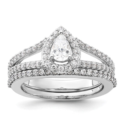 14K White Gold True Origin 5/8 Carat Lab Grown Diamond Vs/Si D E F Semi Mount Pear Halo Engagement Ring