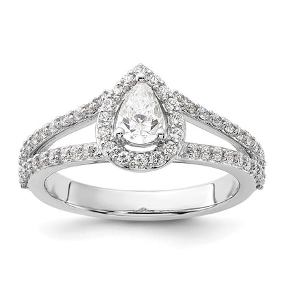 14K White Gold True Origin 5/8 Carat Lab Grown Diamond Vs/Si D E F Semi Mount Pear Halo Engagement Ring