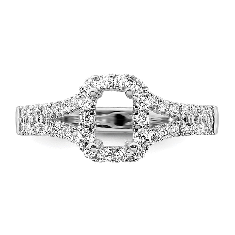 14K White Gold True Origin 3/8 Carat Lab Grown Diamond Vs D E F Semi Mount Emerald Halo Engagement Ring