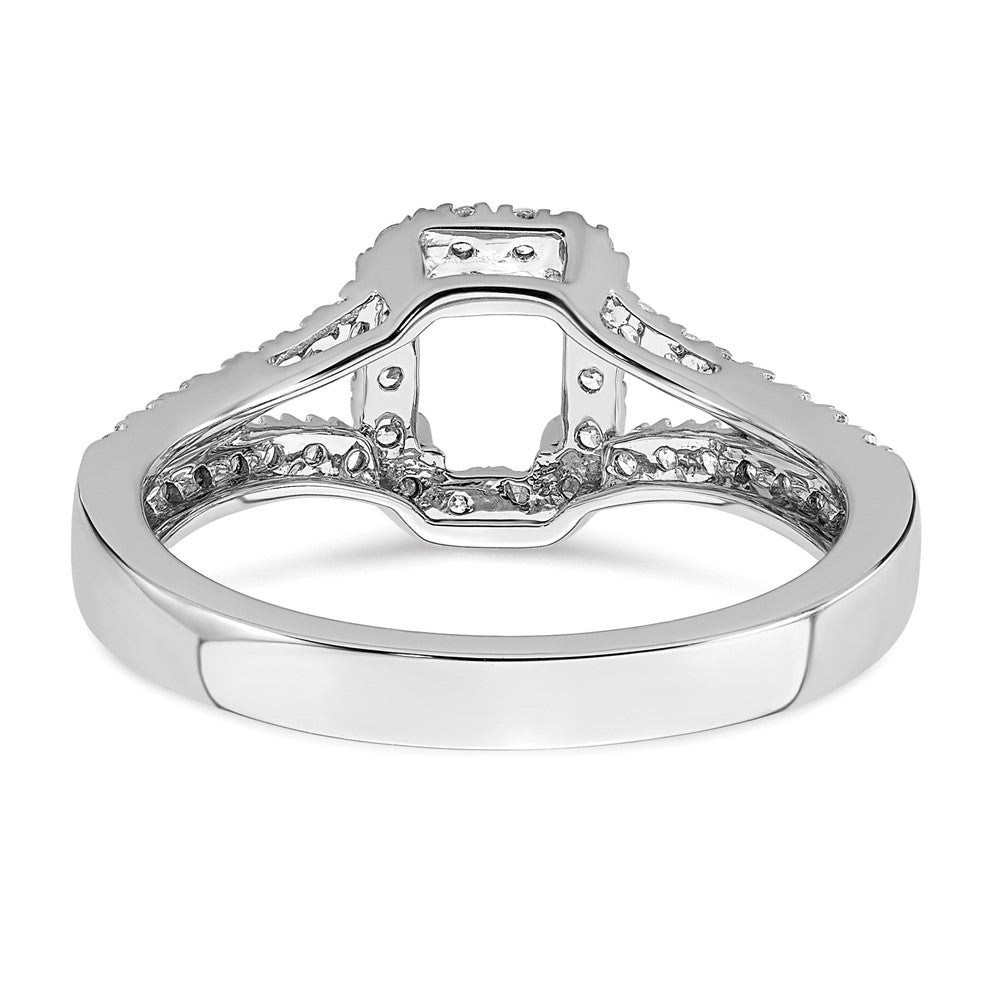 14K White Gold True Origin 3/8 Carat Lab Grown Diamond Vs D E F Semi Mount Emerald Halo Engagement Ring