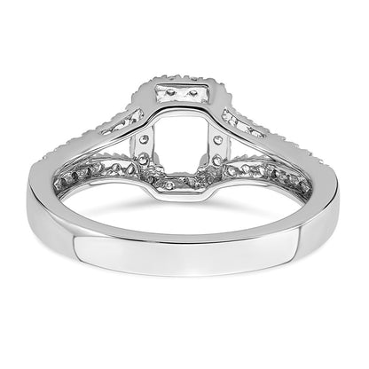 14K White Gold True Origin 3/8 Carat Lab Grown Diamond Vs D E F Semi Mount Emerald Halo Engagement Ring