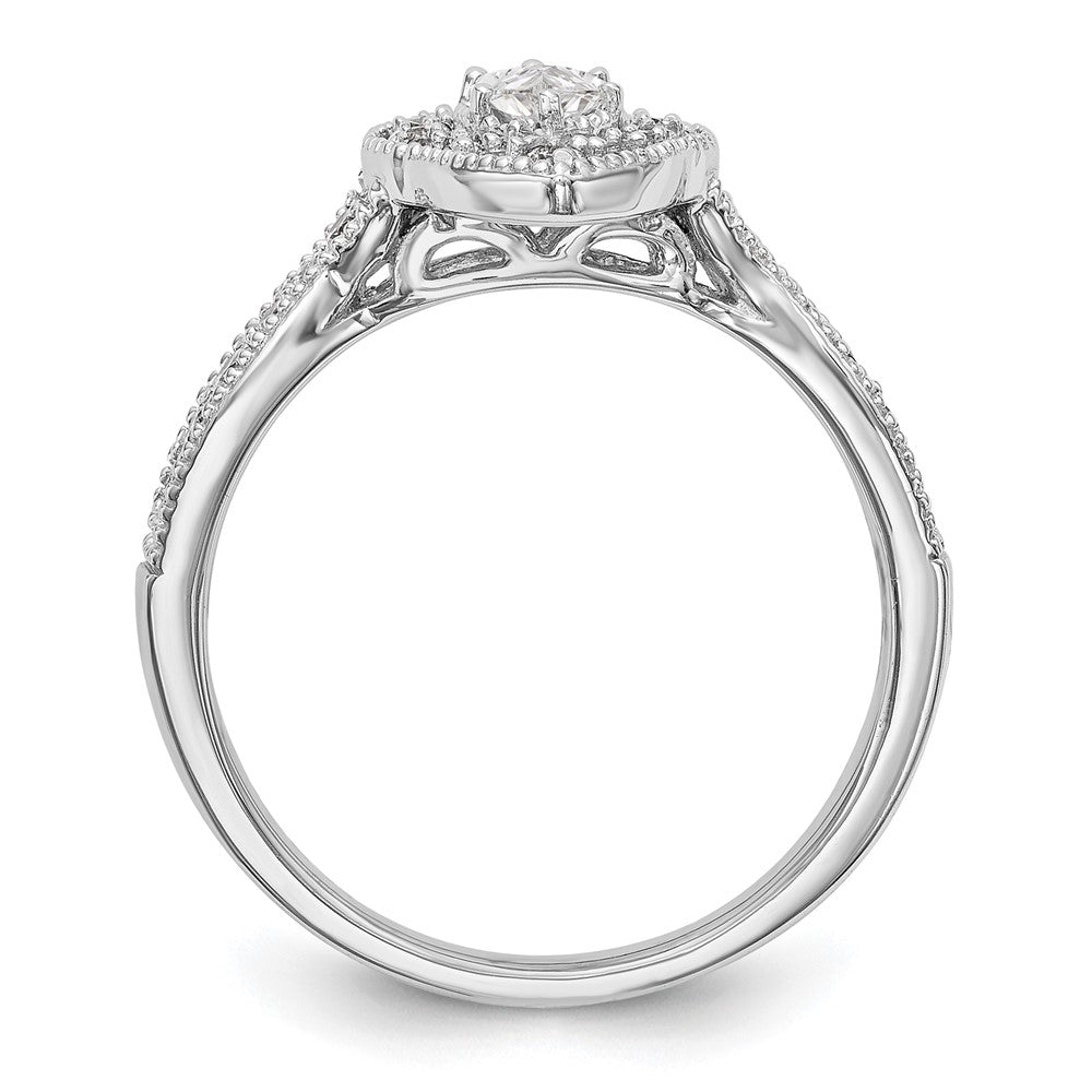 14K White Gold Halo Plus (Holds 3/8 Carat (7.0X3.5mm) Marquise Center) 1/3 Diamond Semi Mount Engagement Ring