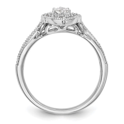 14K White Gold Halo Plus (Holds 3/8 Carat (7.0X3.5mm) Marquise Center) 1/3 Diamond Semi Mount Engagement Ring