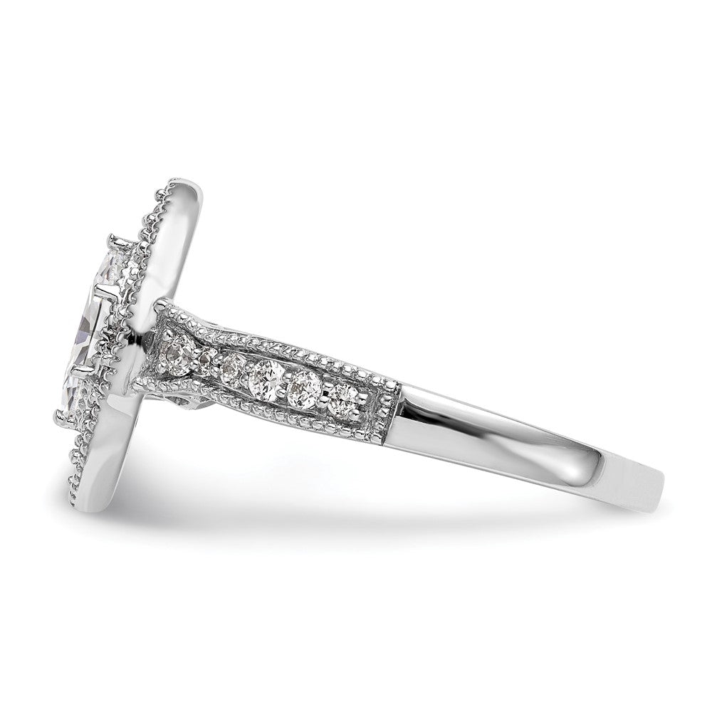 14K White Gold Halo Plus (Holds 3/8 Carat (7.0X3.5mm) Marquise Center) 1/3 Diamond Semi Mount Engagement Ring