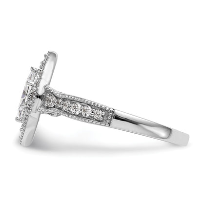 14K White Gold Halo Plus (Holds 3/8 Carat (7.0X3.5mm) Marquise Center) 1/3 Diamond Semi Mount Engagement Ring