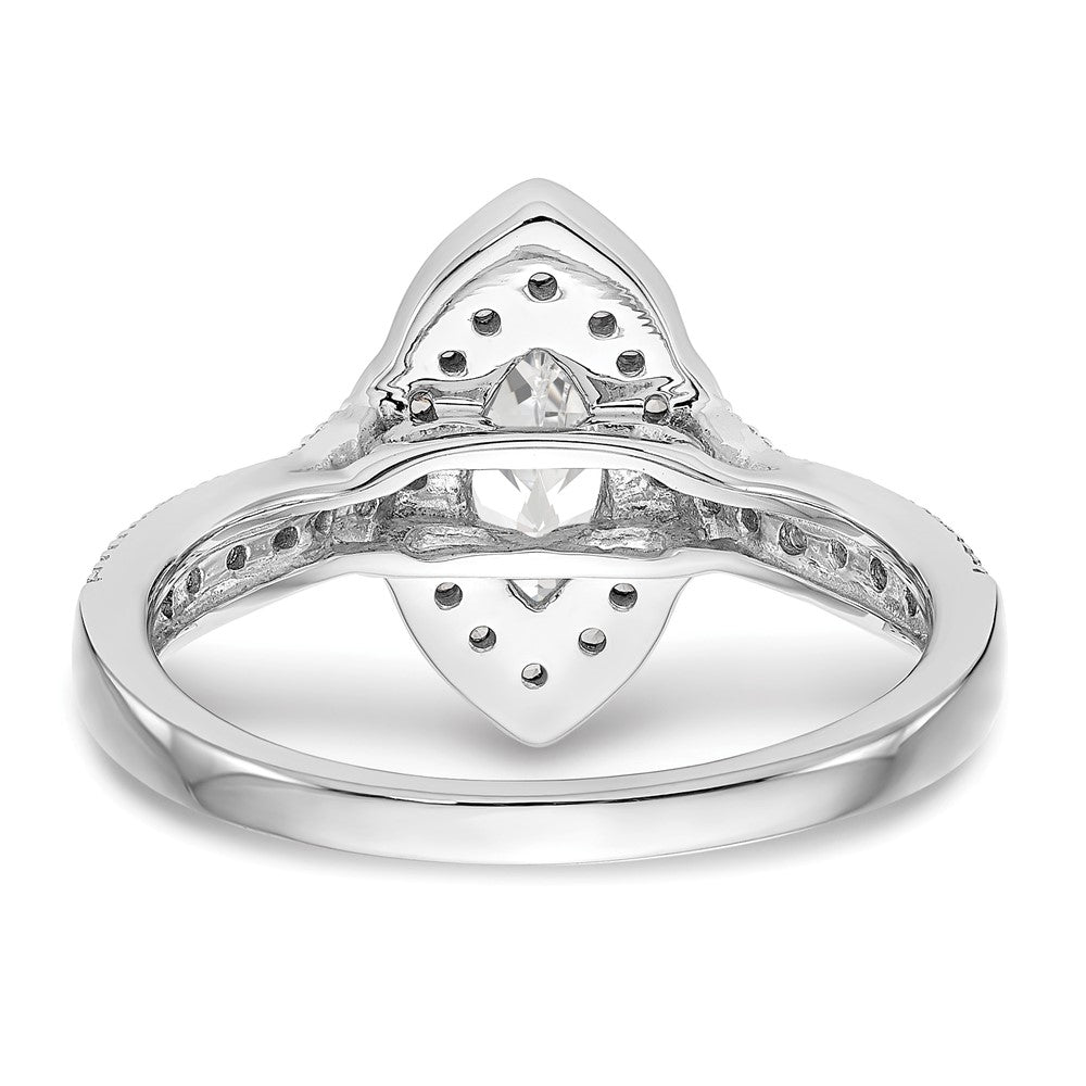 14K White Gold Halo Plus (Holds 3/8 Carat (7.0X3.5mm) Marquise Center) 1/3 Diamond Semi Mount Engagement Ring