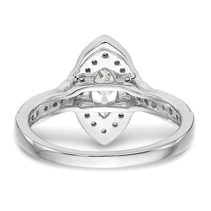 14K White Gold Halo Plus (Holds 3/8 Carat (7.0X3.5mm) Marquise Center) 1/3 Diamond Semi Mount Engagement Ring