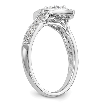 14K White Gold Halo Plus (Holds 3/8 Carat (7.0X3.5mm) Marquise Center) 1/3 Diamond Semi Mount Engagement Ring