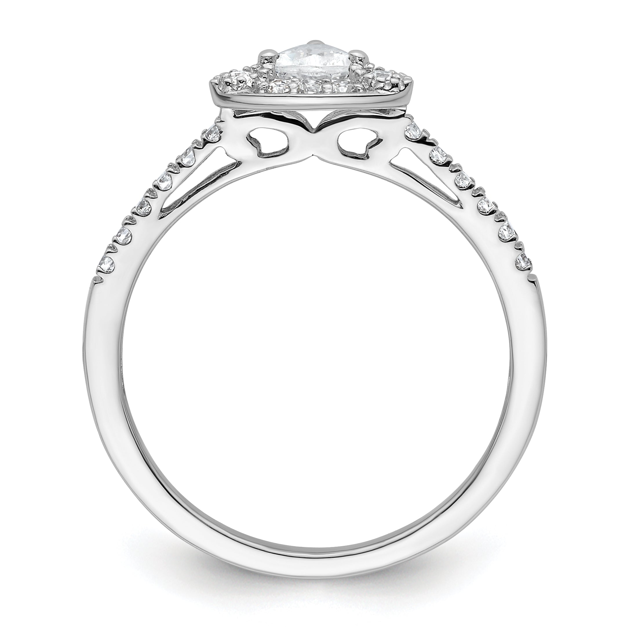14K White Gold Halo Plus (Holds 1/4 Carat (4.00mm) Trillion Center) Diamond Semi Mount Engagement Ring