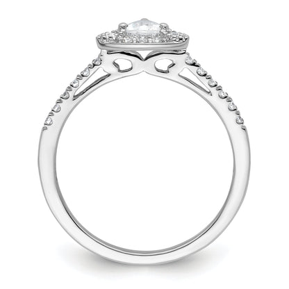 14K White Gold Halo Plus (Holds 1/4 Carat (4.00mm) Trillion Center) Diamond Semi Mount Engagement Ring