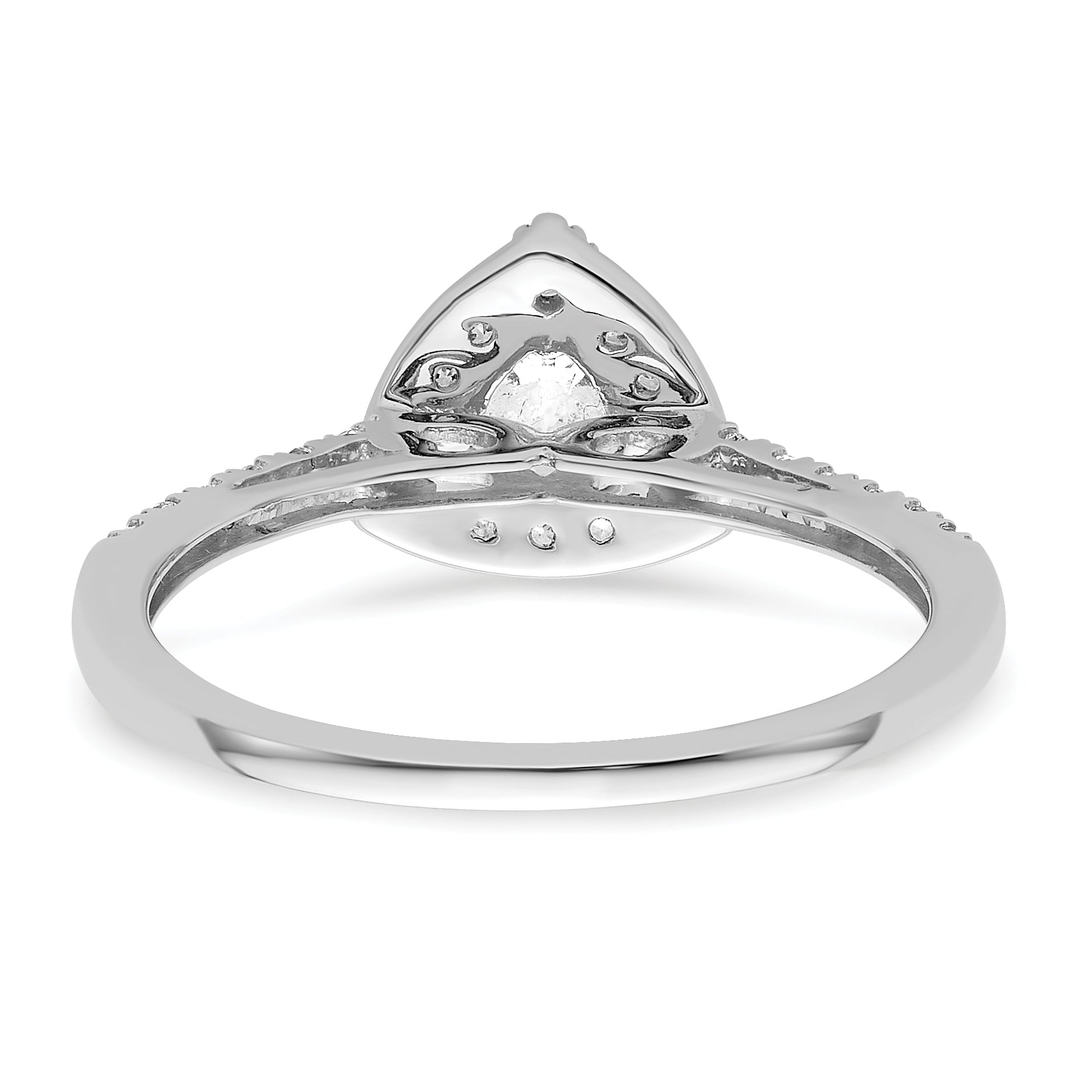14K White Gold Halo Plus (Holds 1/4 Carat (4.00mm) Trillion Center) Diamond Semi Mount Engagement Ring