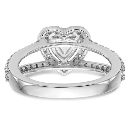 14K White Gold Halo Plus (Holds 1 Carat (6.6mm) Heart Center) 3/4 Diamond Semi Mount Engagement Ring
