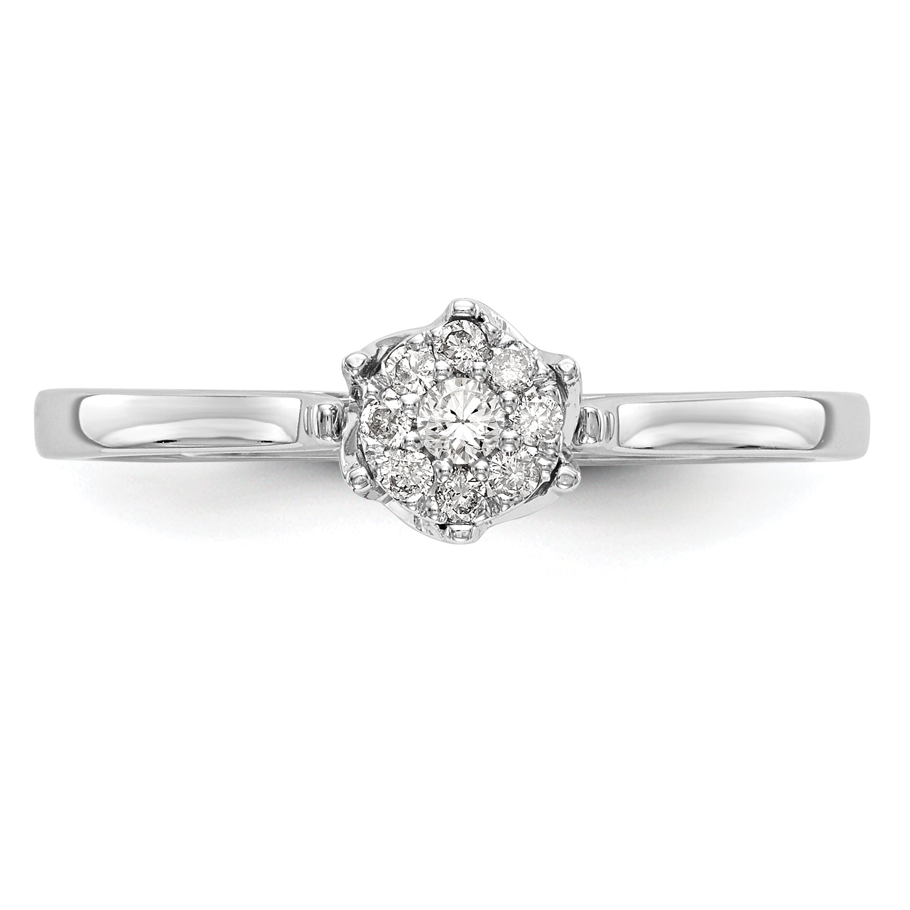 14K White Gold Complete Diamond Cluster Engagement Ring