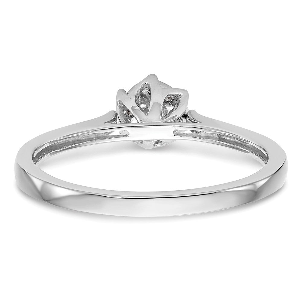 14k White Gold Complete Real Diamond Cluster Engagement Ring