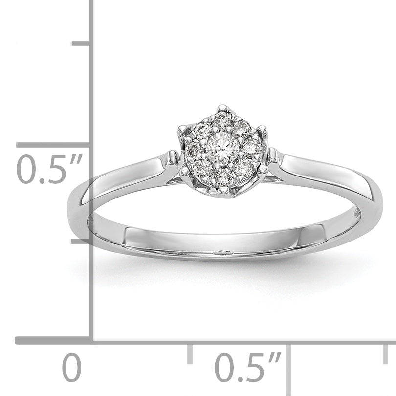 14K White Gold Complete Diamond Cluster Engagement Ring