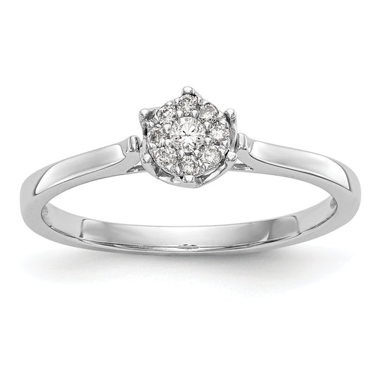14K White Gold Complete Diamond Cluster Engagement Ring