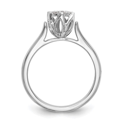 14k White Gold Complete Real Diamond Cluster Engagement Ring