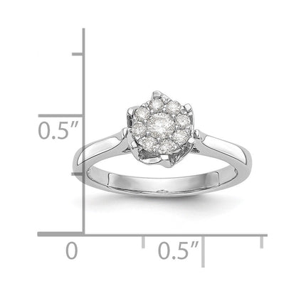 14k White Gold Complete Real Diamond Cluster Engagement Ring