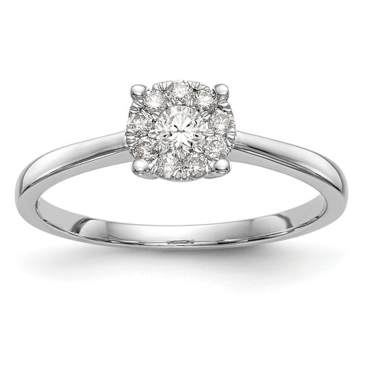 14K White Gold Lab Grown VS/SI+ G+ Diamond Cluster Engagement Ring