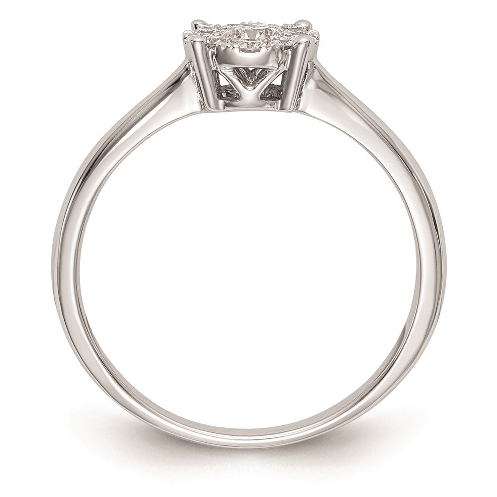 14K White Gold Complete Real Diamond Cluster Engagement Ring