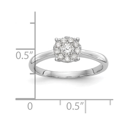 14K White Gold Complete Real Diamond Cluster Engagement Ring