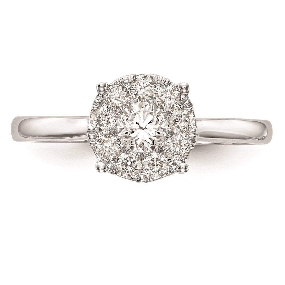 14K White Gold Complete Real Diamond Cluster Engagement Ring