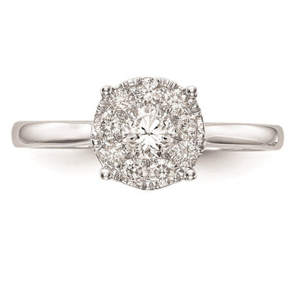 14K White Gold Complete Real Diamond Cluster Engagement Ring