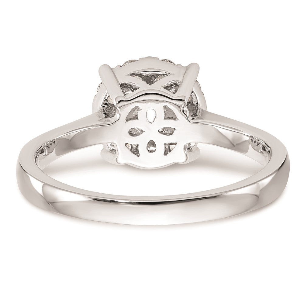 14K White Gold Complete Real Diamond Cluster Engagement Ring