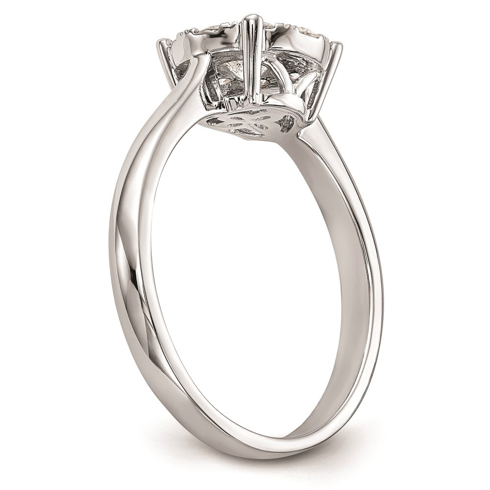 14K White Gold Complete Real Diamond Cluster Engagement Ring