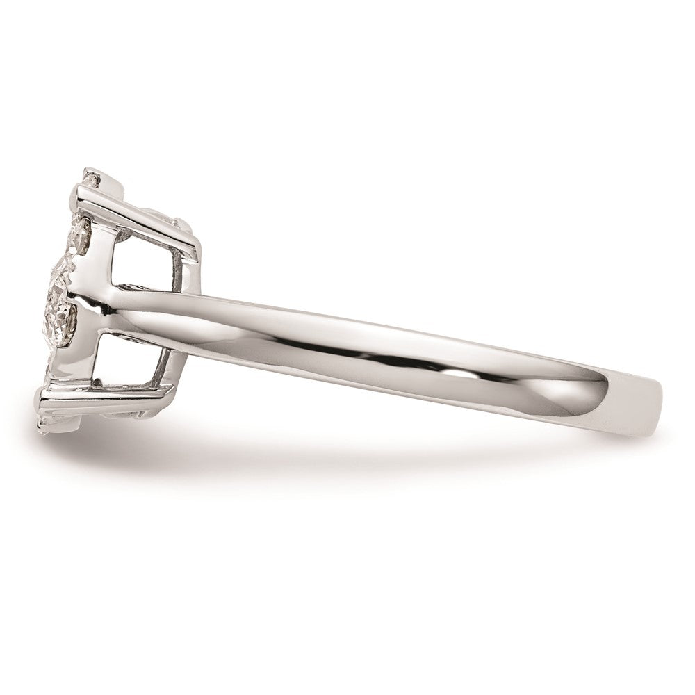 14K White Gold Complete Real Diamond Cluster Engagement Ring