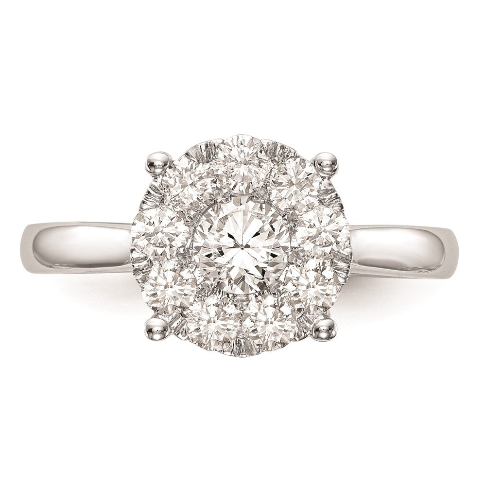 14K White Gold Complete Real Diamond Cluster Engagement Ring
