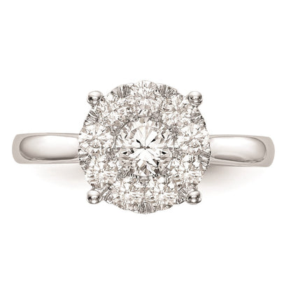 14K White Gold Complete Real Diamond Cluster Engagement Ring