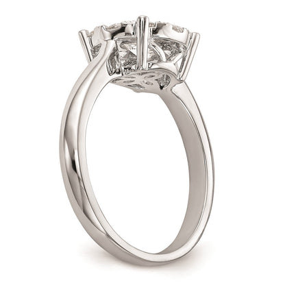 14K White Gold Complete Real Diamond Cluster Engagement Ring