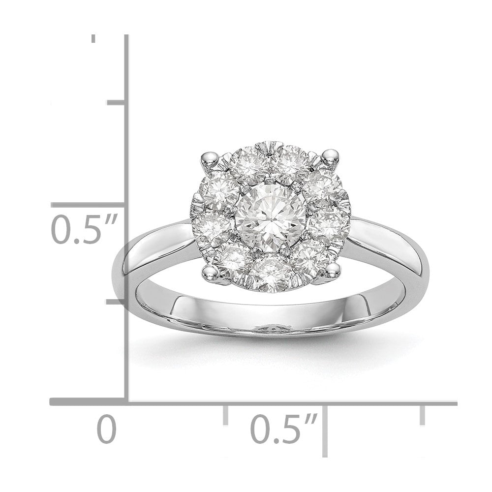 14K White Gold Complete Real Diamond Cluster Engagement Ring