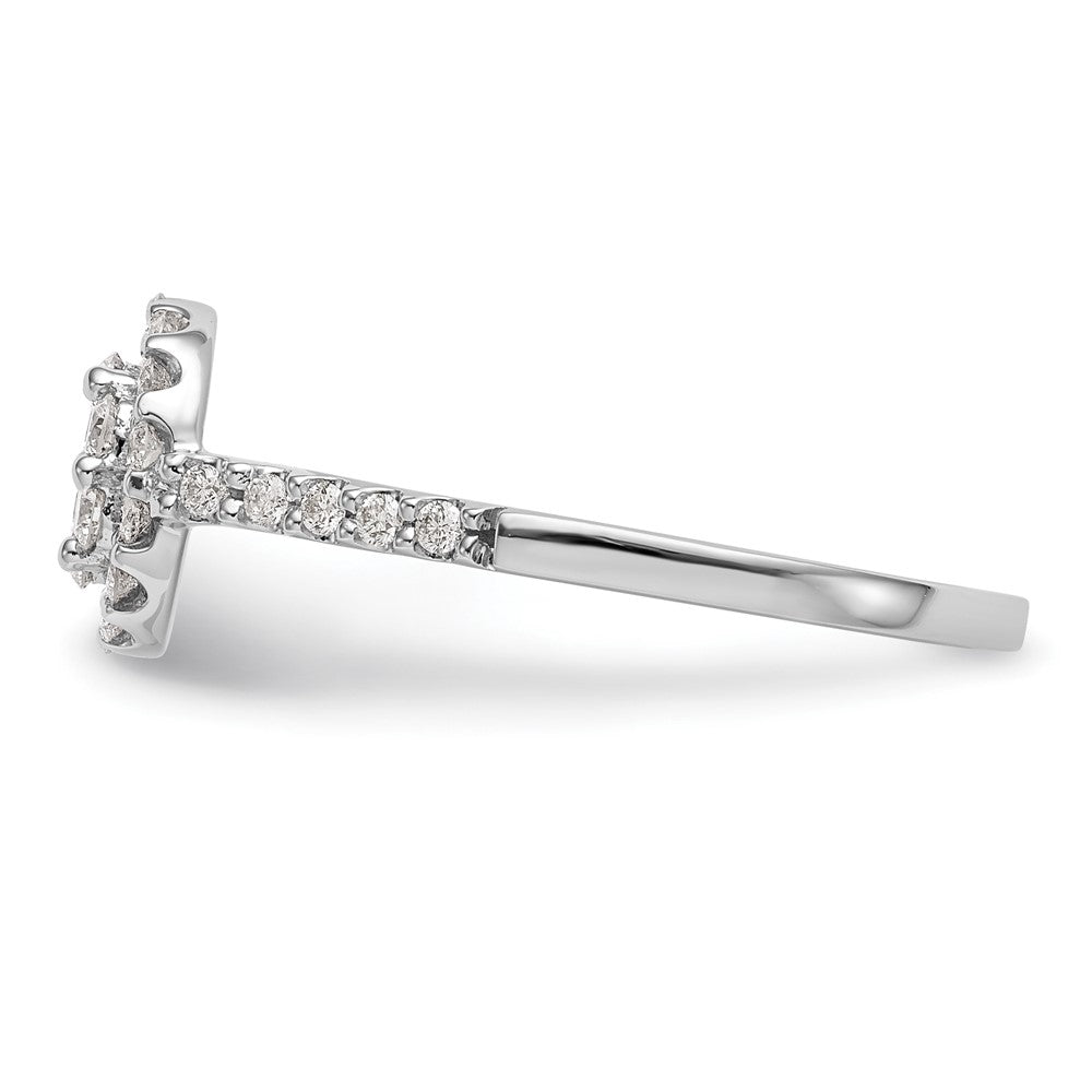 14K White Gold Complete Real Diamond Cluster Engagement Ring