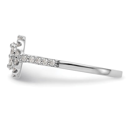 14K White Gold Complete Real Diamond Cluster Engagement Ring