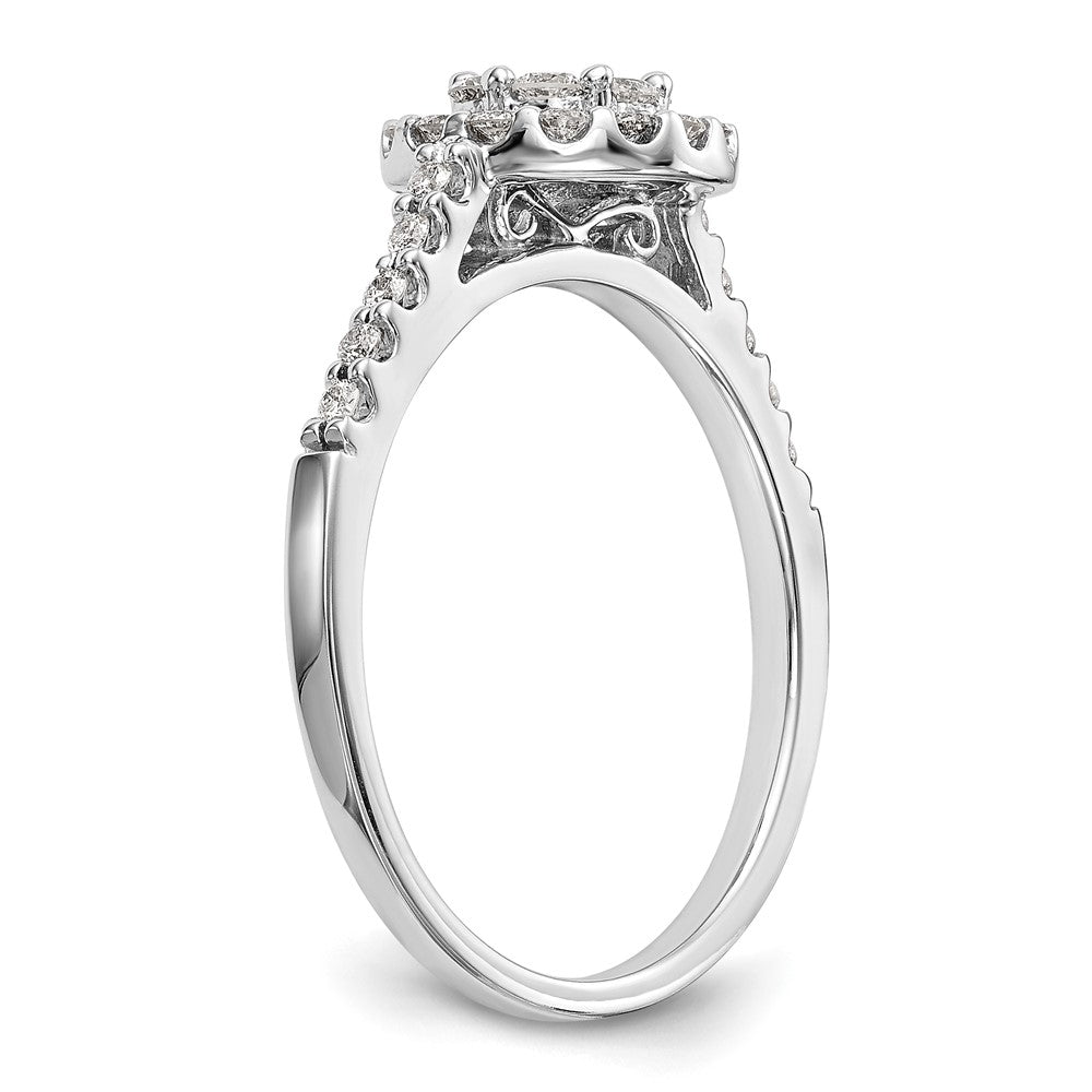 14K White Gold Complete Real Diamond Cluster Engagement Ring