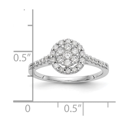 14K White Gold Complete Real Diamond Cluster Engagement Ring