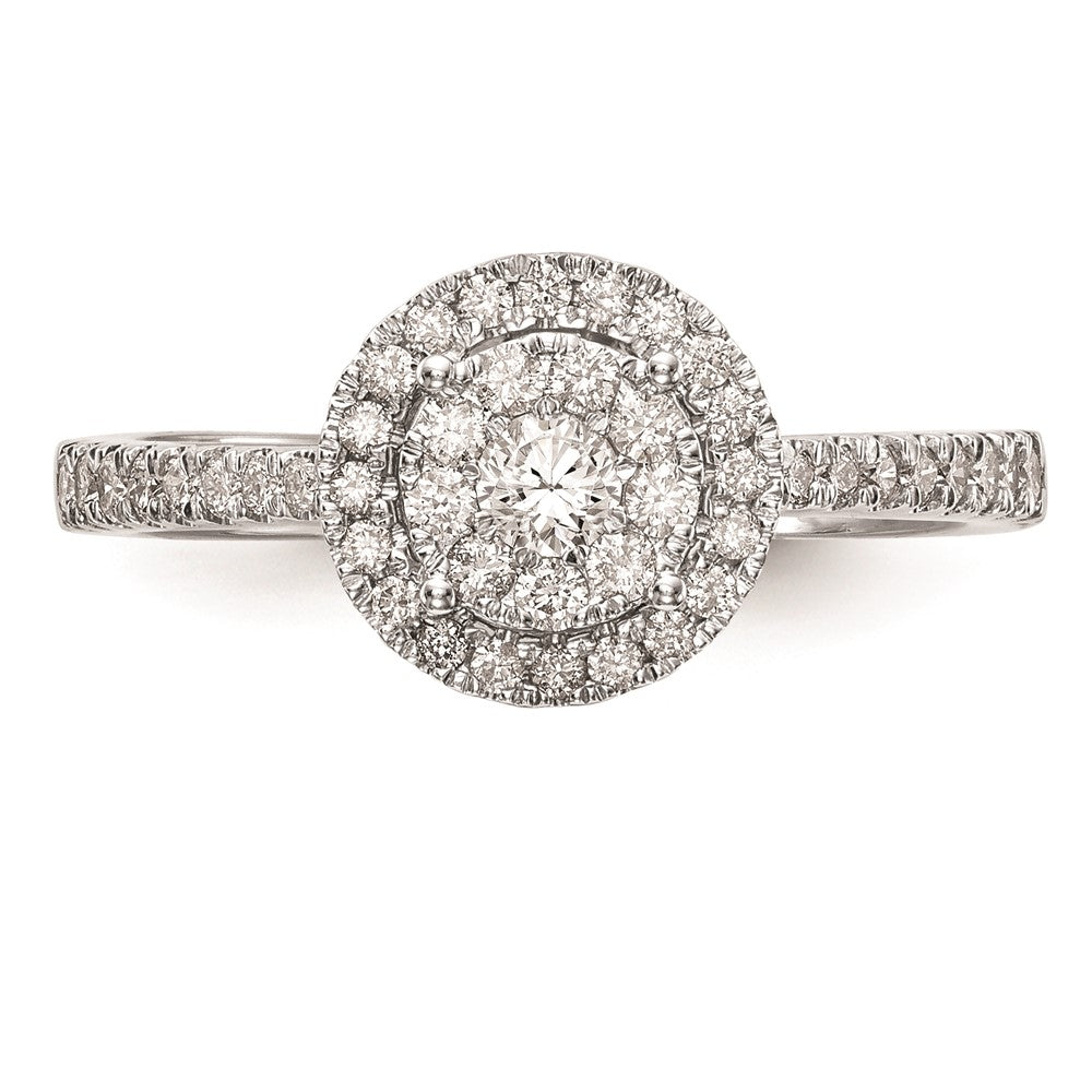 14K White Gold Complete Real Diamond Cluster Engagement Ring