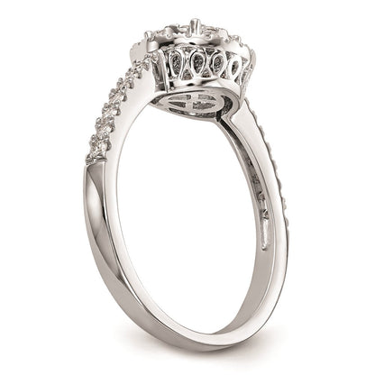 14K White Gold Complete Real Diamond Cluster Engagement Ring