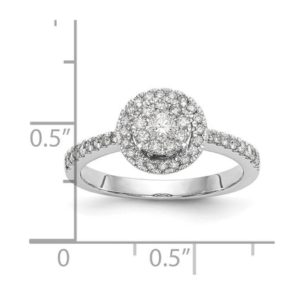 14K White Gold Complete Real Diamond Cluster Engagement Ring