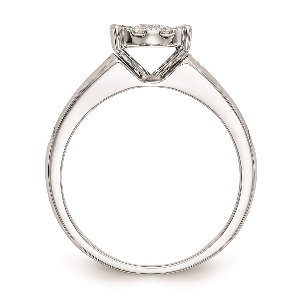 14K White Gold Complete Real Diamond Cluster Engagement Ring