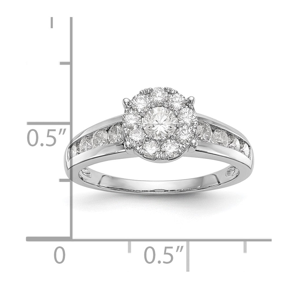 14K White Gold Complete Real Diamond Cluster Engagement Ring