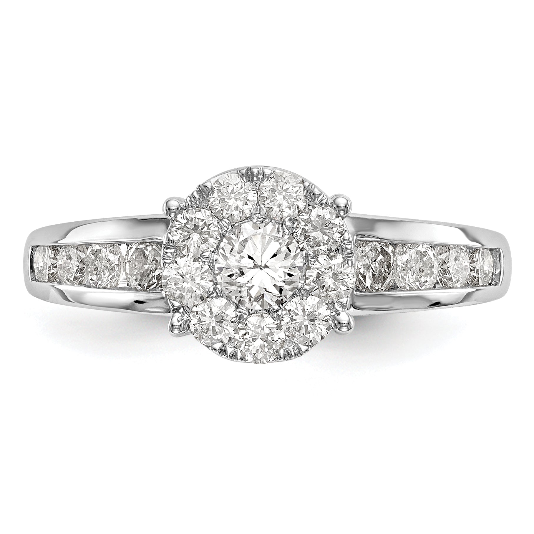 14K White Gold Lab Grown VS/SI FGH Diamond Cluster Engagement Ring