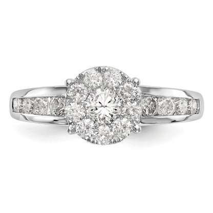 14K White Gold Lab Grown VS/SI FGH Diamond Cluster Engagement Ring