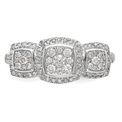 14K White Gold Complete Diamond Cluster Engagement Ring